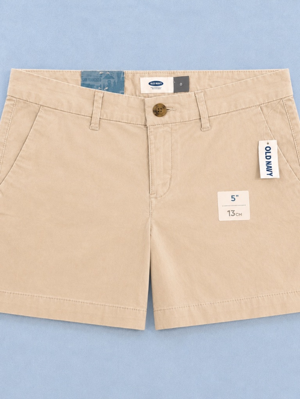 Old Navy Women’s Khaki Chino Shorts 5” Inseam Size 0 NWT